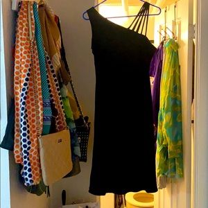 Black off shoulder cocktail dress